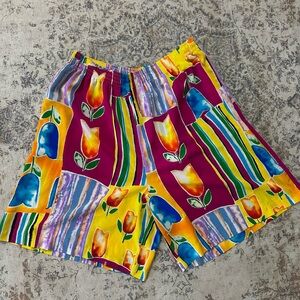 Vintage 80’s Abstract Tulip Shorts by Jordana Collection.